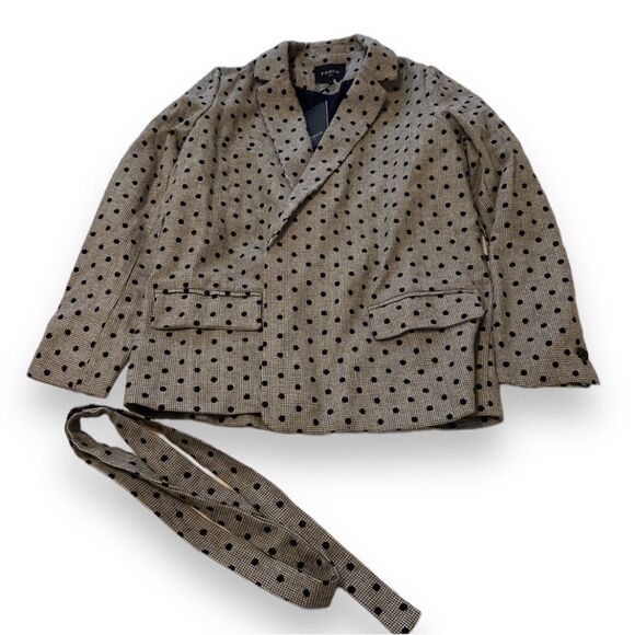 FRNCH PARIS Laela Polka Dot Belted Jacket Woven Wool Blend Blazer - Picture 5 of 7